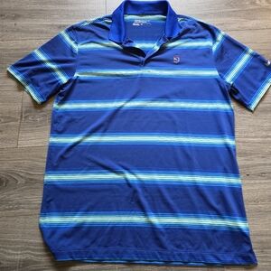 Nike Blue and Green Striped Men's Shirt